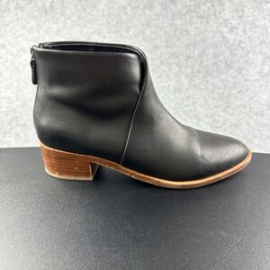 Soludos Venetian Ankle Boots Women 8 Black Leather Booties Classic Minimal Basic